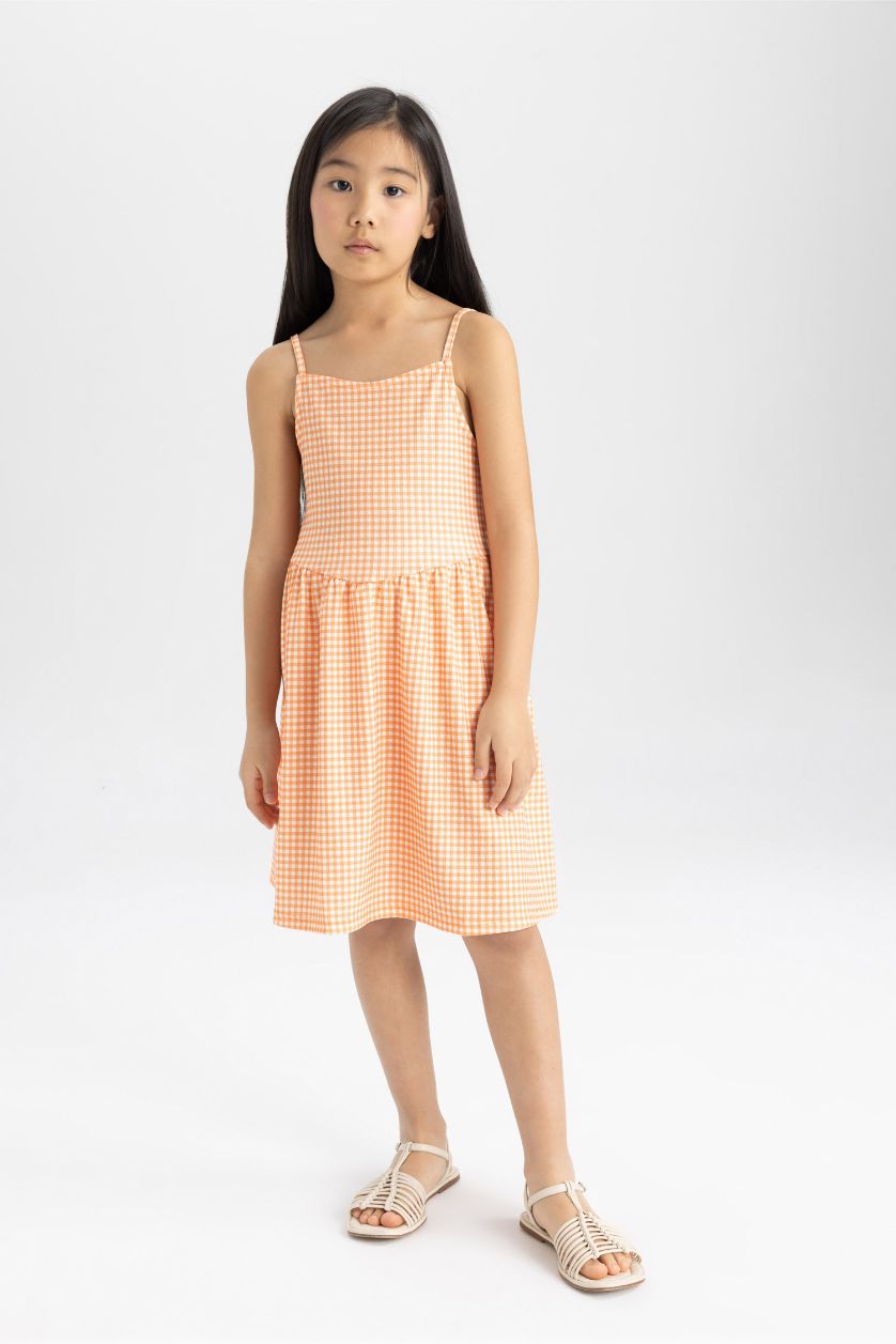 GIRLS & TEENS Light Orange Girl Wrapped Strap Dress