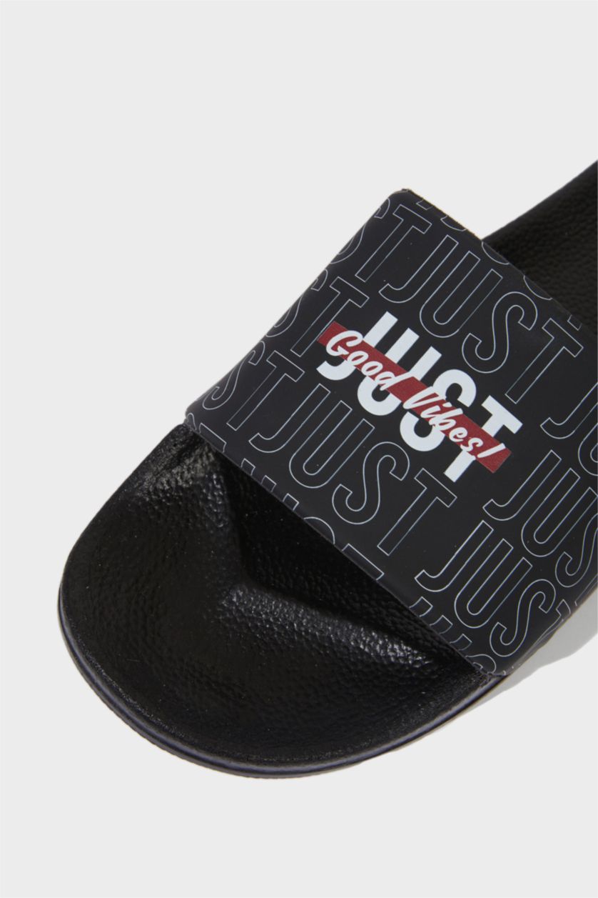 Erkek Siyah Erkek Yüksek Taban Tek Bantlı Eva Terlik