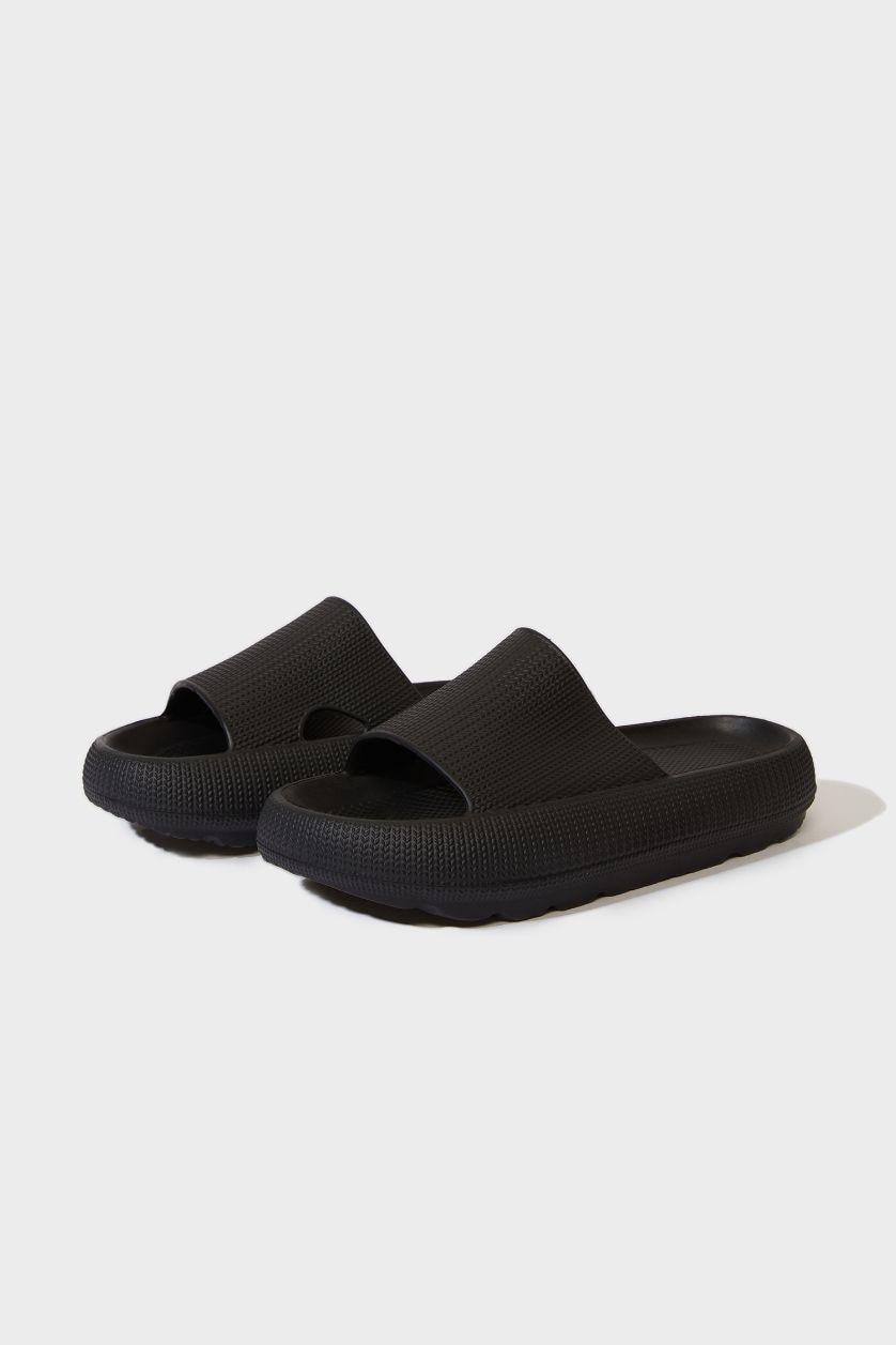 Erkek Siyah Erkek Yüksek Taban Tek Bantlı Eva Terlik