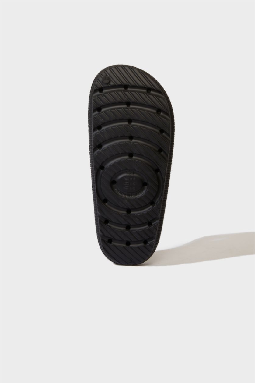 Erkek Siyah Erkek Yüksek Taban Tek Bantlı Eva Terlik