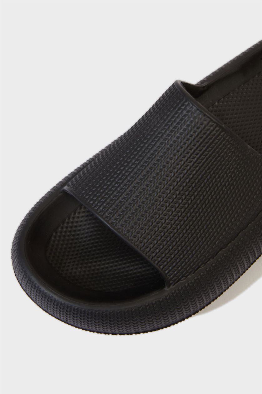 Erkek Siyah Erkek Yüksek Taban Tek Bantlı Eva Terlik