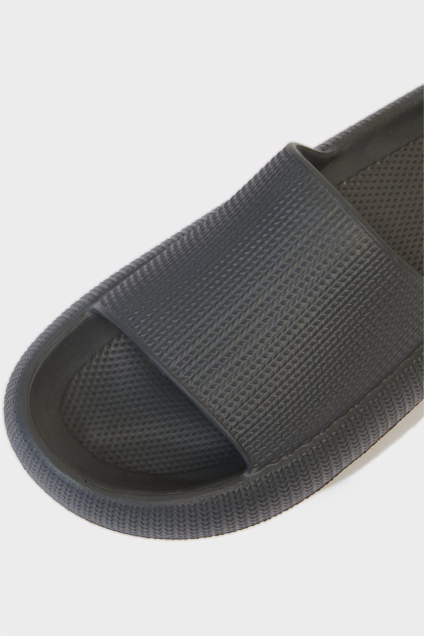 Erkek Gri Erkek Yüksek Taban Tek Bantlı Eva Terlik
