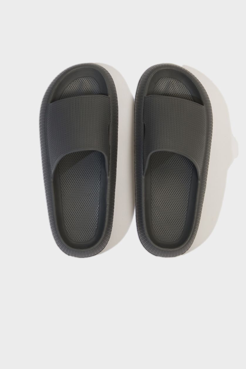 Erkek Gri Erkek Yüksek Taban Tek Bantlı Eva Terlik