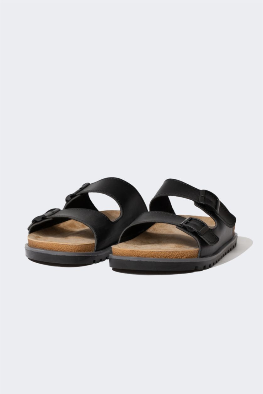 HOMME Noir Pantoufle Semelle Haute