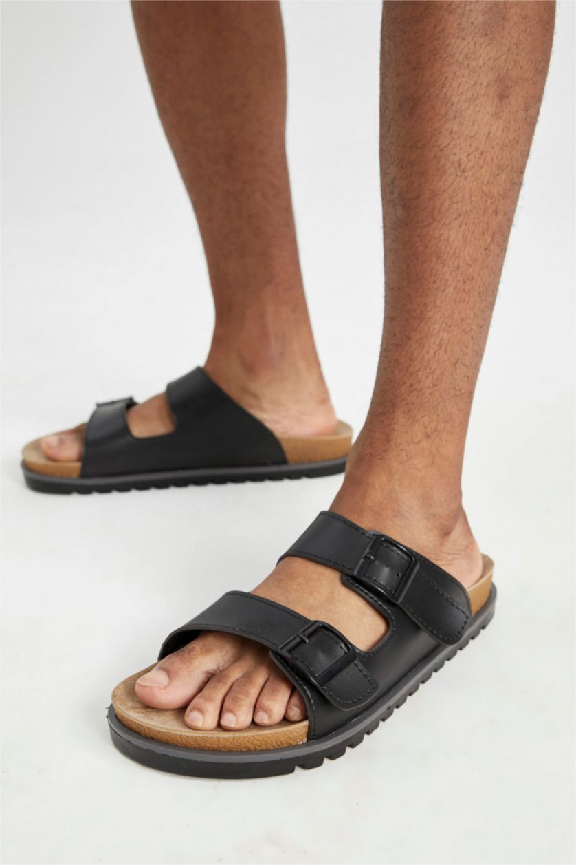 HOMME Noir Pantoufle Semelle Haute