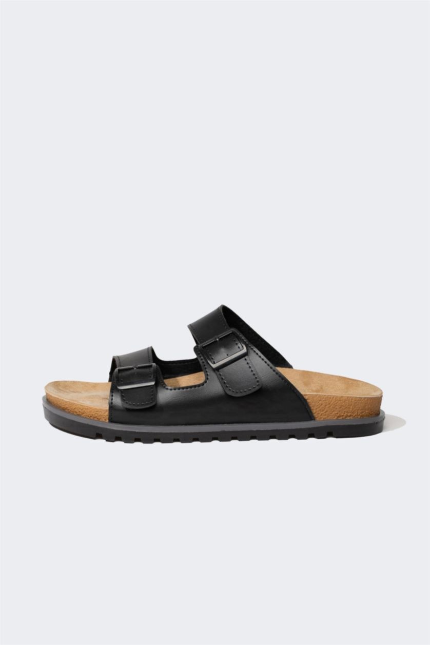 HOMME Noir Pantoufle Semelle Haute