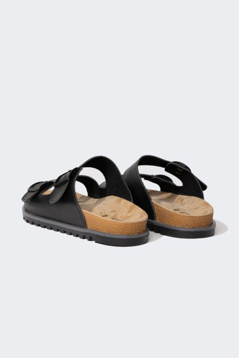 HOMME Noir Pantoufle Semelle Haute