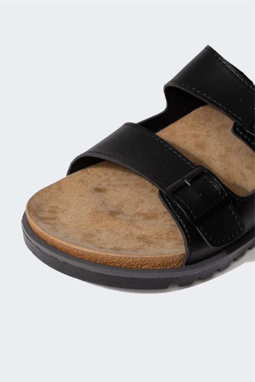 HOMME Noir Pantoufle Semelle Haute