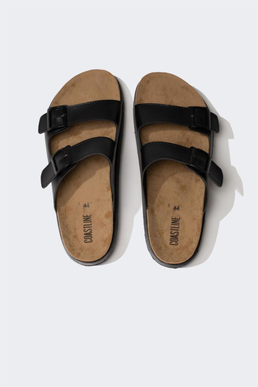 HOMME Noir Pantoufle Semelle Haute