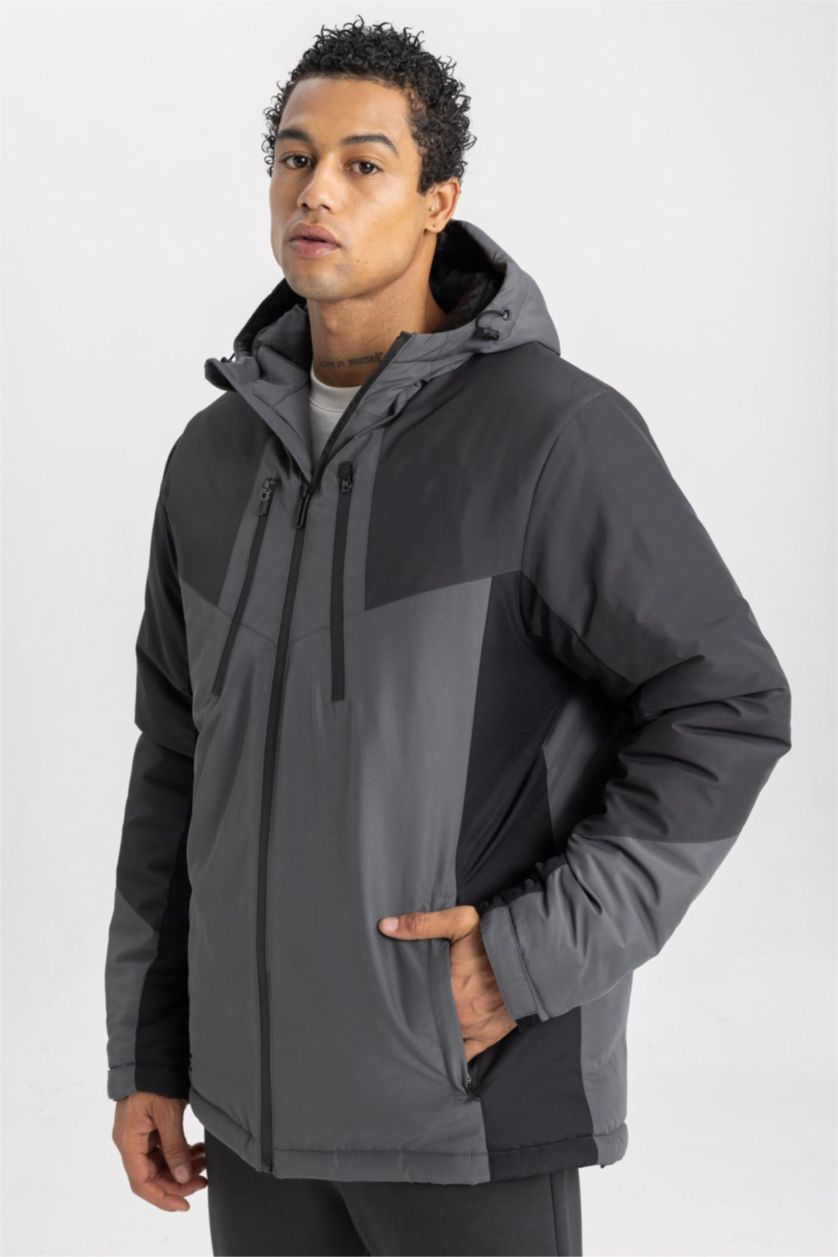 MAN Black DeFactoFit Waterproof Slim Fit Hooded Jacket