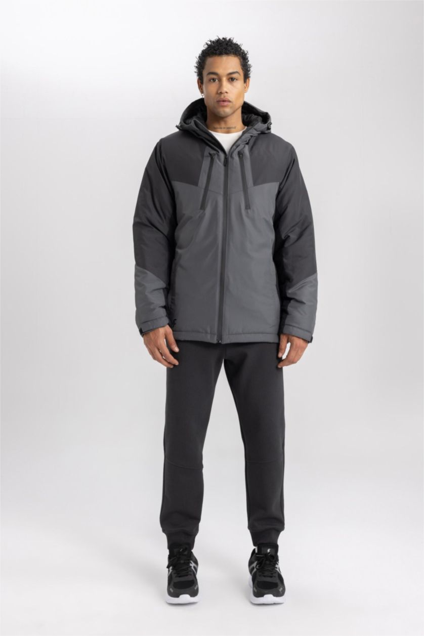 MAN Black DeFactoFit Waterproof Slim Fit Hooded Jacket