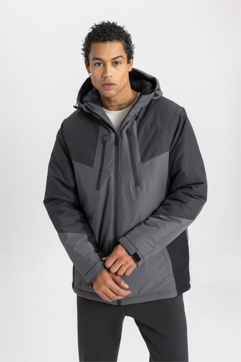 MAN Black DeFactoFit Waterproof Slim Fit Hooded Jacket