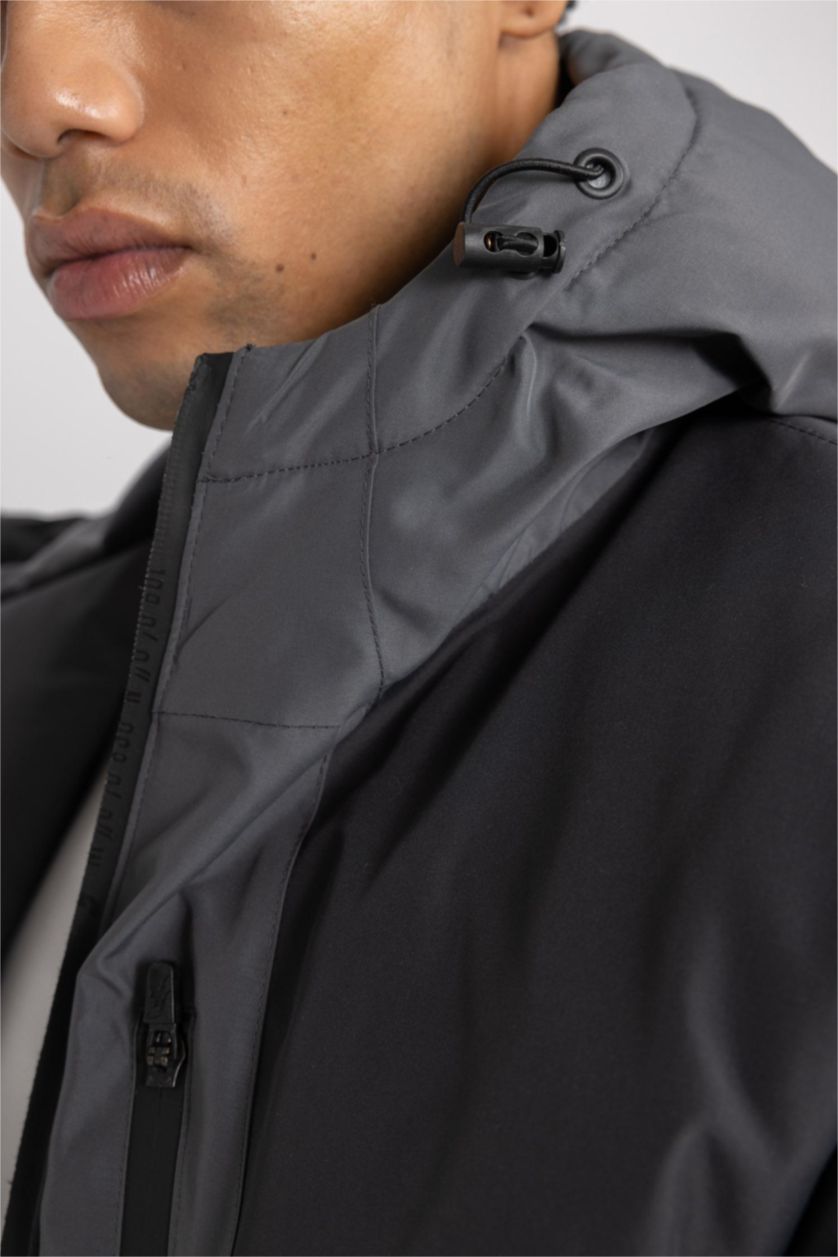 MAN Black DeFactoFit Waterproof Slim Fit Hooded Jacket