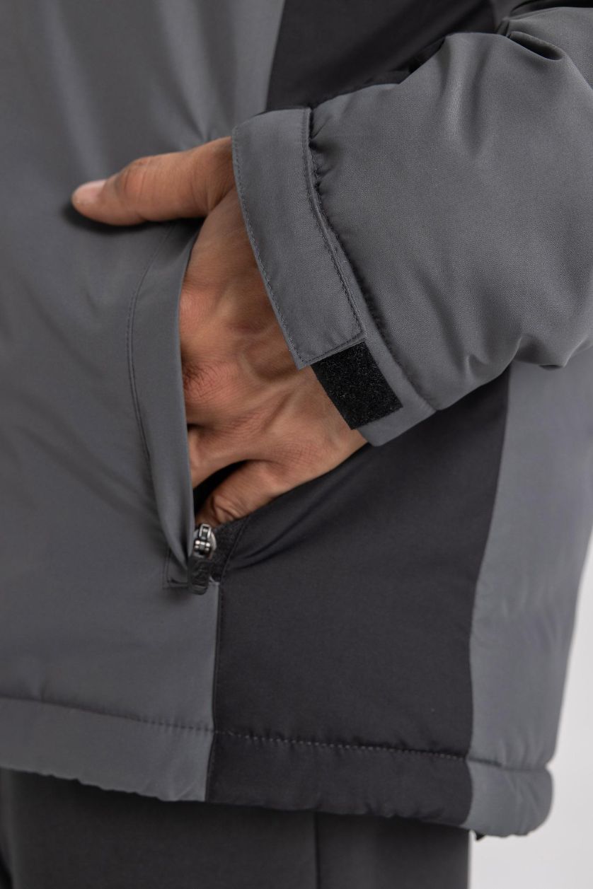 MAN Black DeFactoFit Waterproof Slim Fit Hooded Jacket