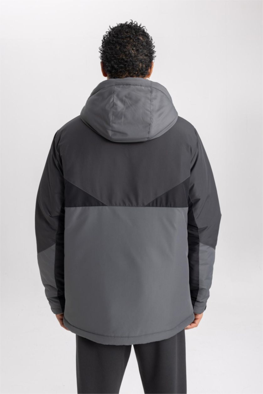 MAN Black DeFactoFit Waterproof Slim Fit Hooded Jacket