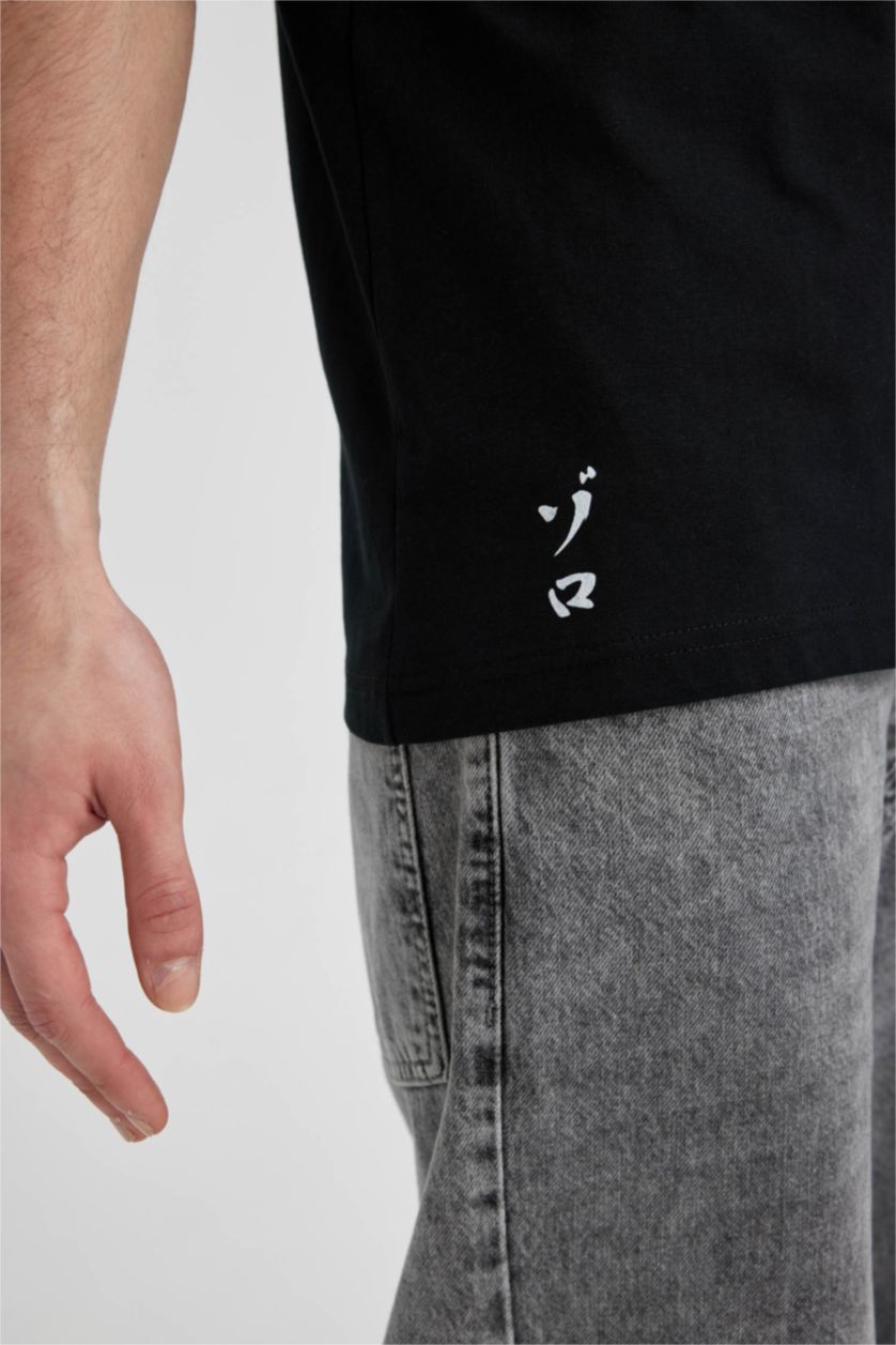 Мужчины Черный Футболка One Piece с круглым вырезом