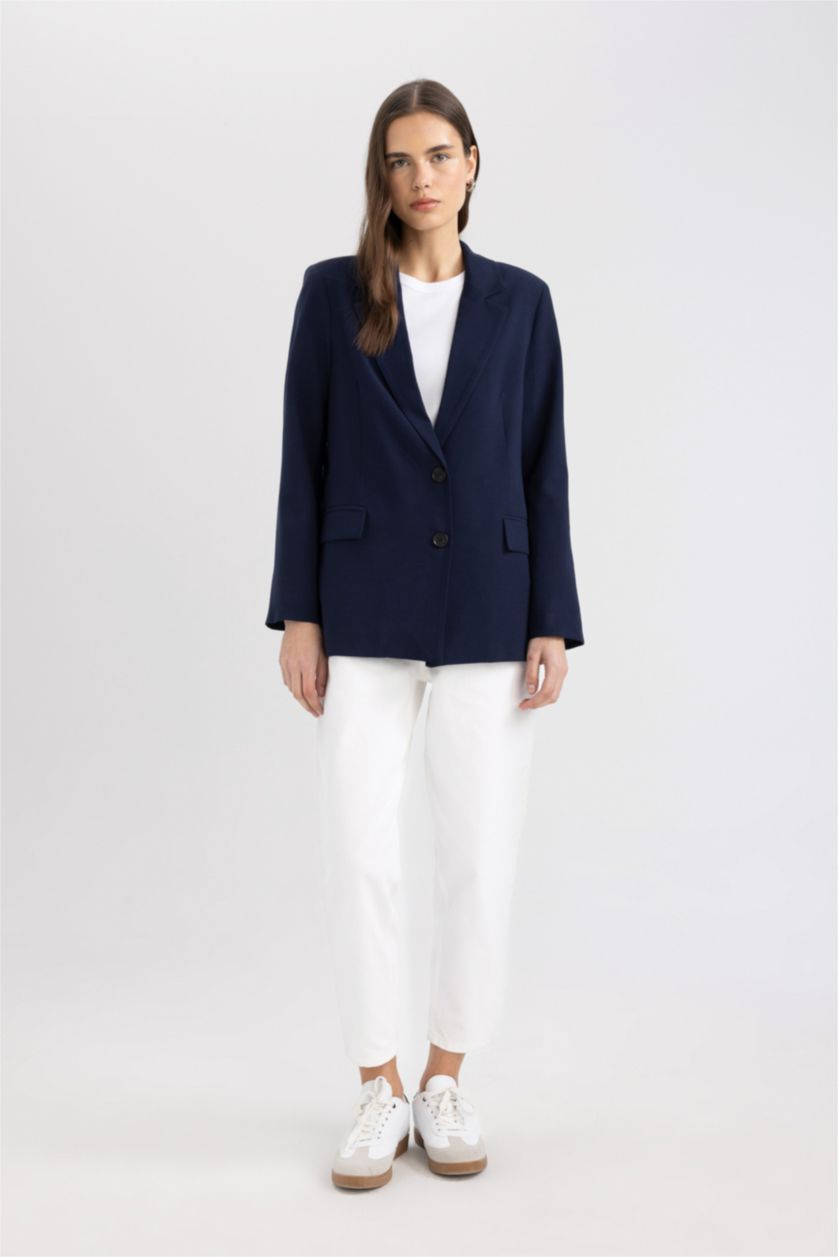 Әйелдерге әскери-теңіз Әйелдерге үлкен пішім Блэйзер