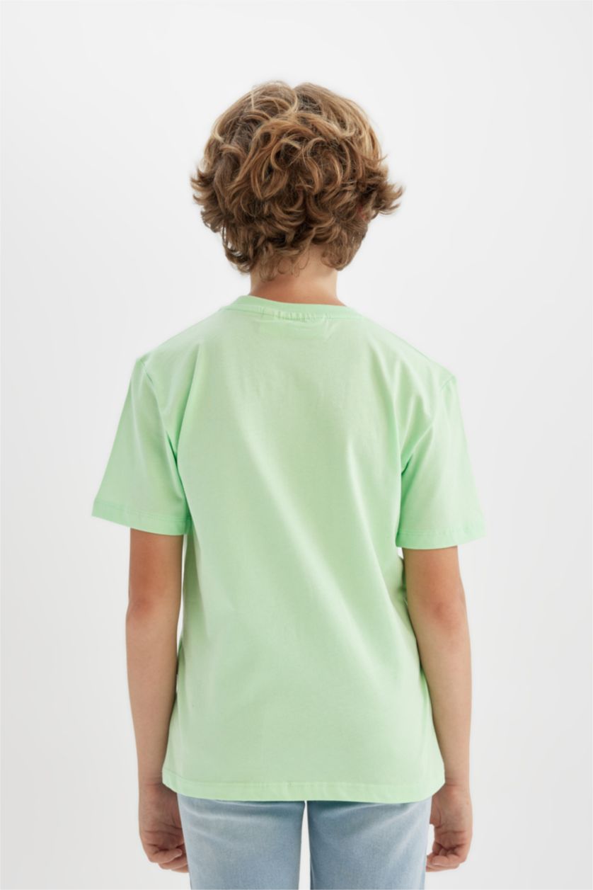 Erkek Çocuk - Genç Erkek Parlak Açık Yeşiil Erkek Çocuk Teenage Mutant Ninja Turtles Bisiklet Yaka Kısa Kollu Tişört