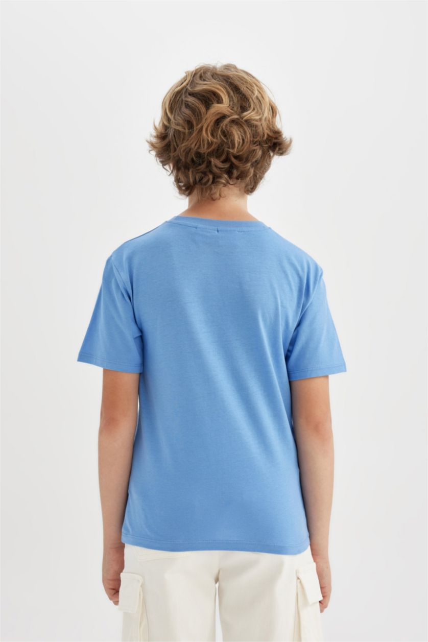 Erkek Çocuk - Genç Erkek Mavi Marvel Avengers Bisiklet Yaka Kısa Kollu Tişört Erkek Çocuk