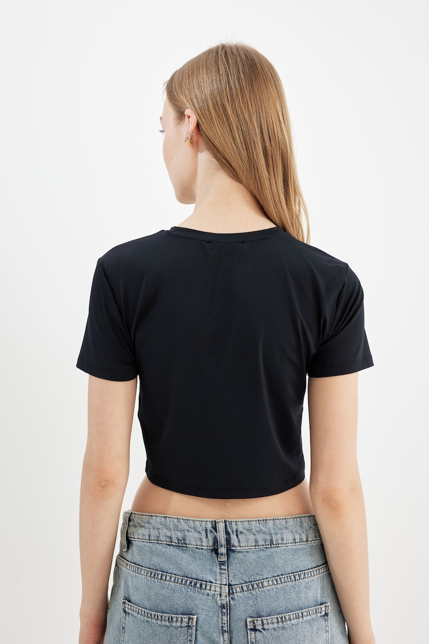 نساء أسود Slim Fit Short Sleeve T-Shirt