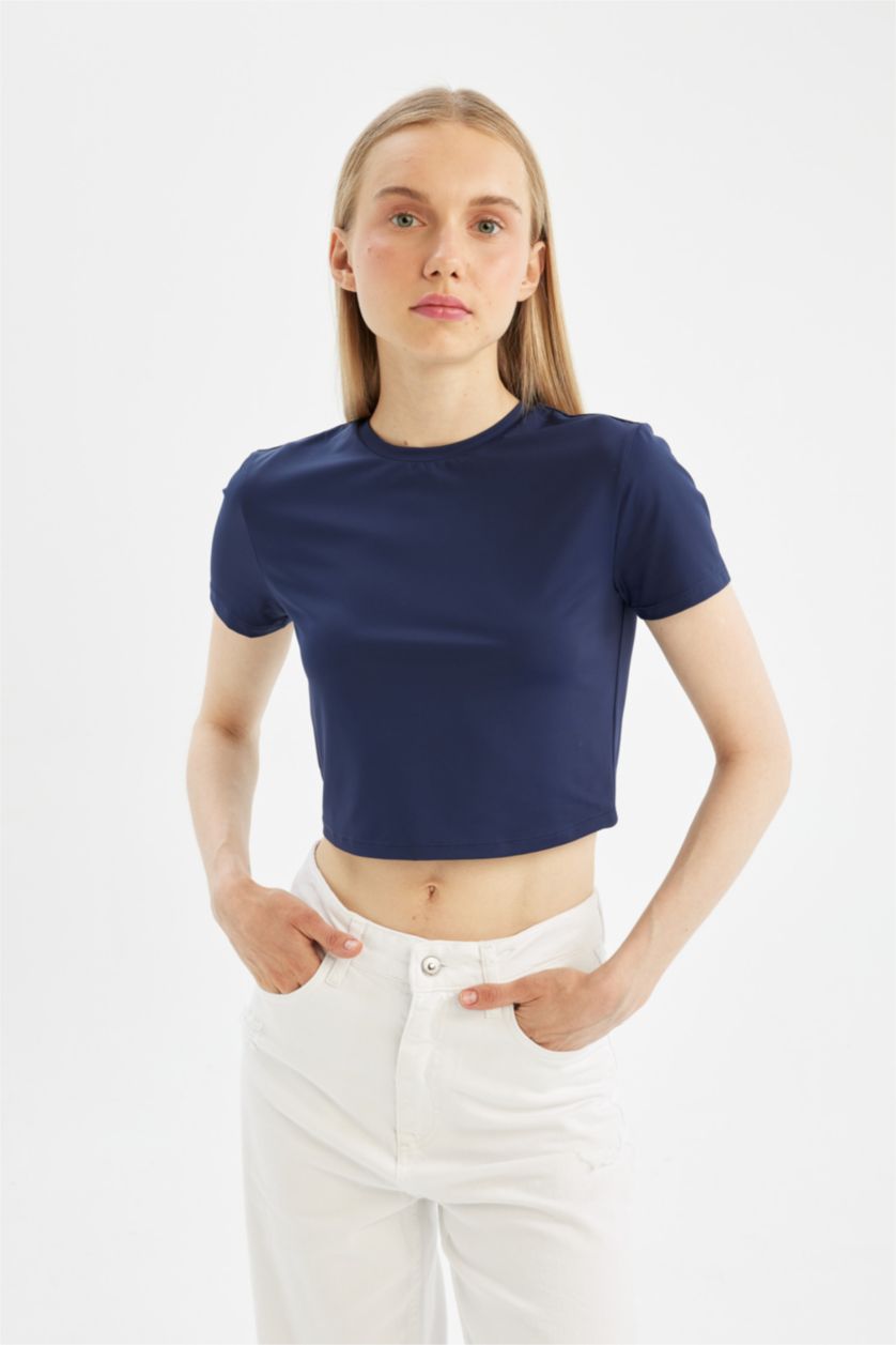 Woman NAVY Coool Fitted Basic Short Sleeve T-Shirt