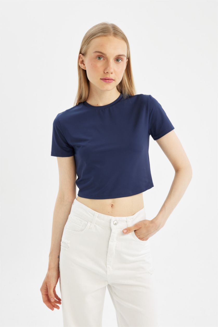 Woman NAVY Coool Fitted Basic Short Sleeve T-Shirt