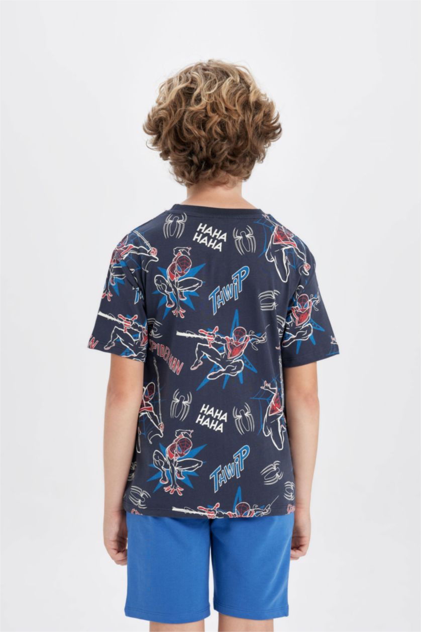 Erkek Çocuk - Genç Erkek Antrasit Erkek Çocuk Marvel Spiderman Bisiklet Yaka Kısa Kollu Tişört