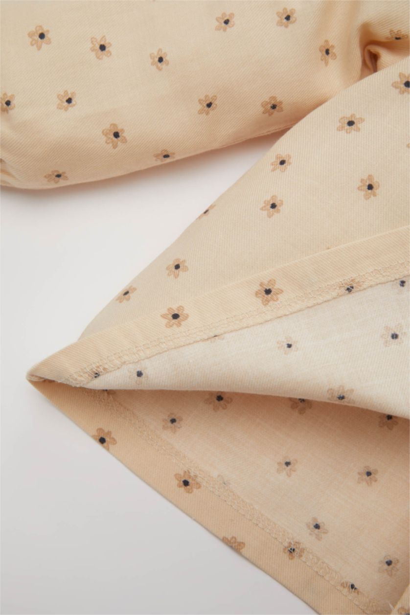 Kız Bebek Taş Kız Bebek Çiçekli Twill Desenli Gömlek Tayt 2'li Takım