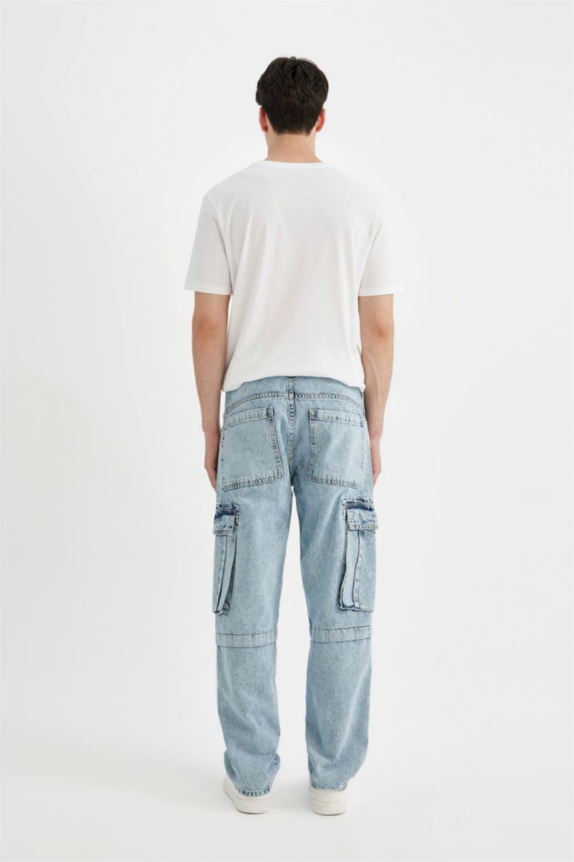 MAN Light Blue Relax Fit With Cargo Pocket Trousers