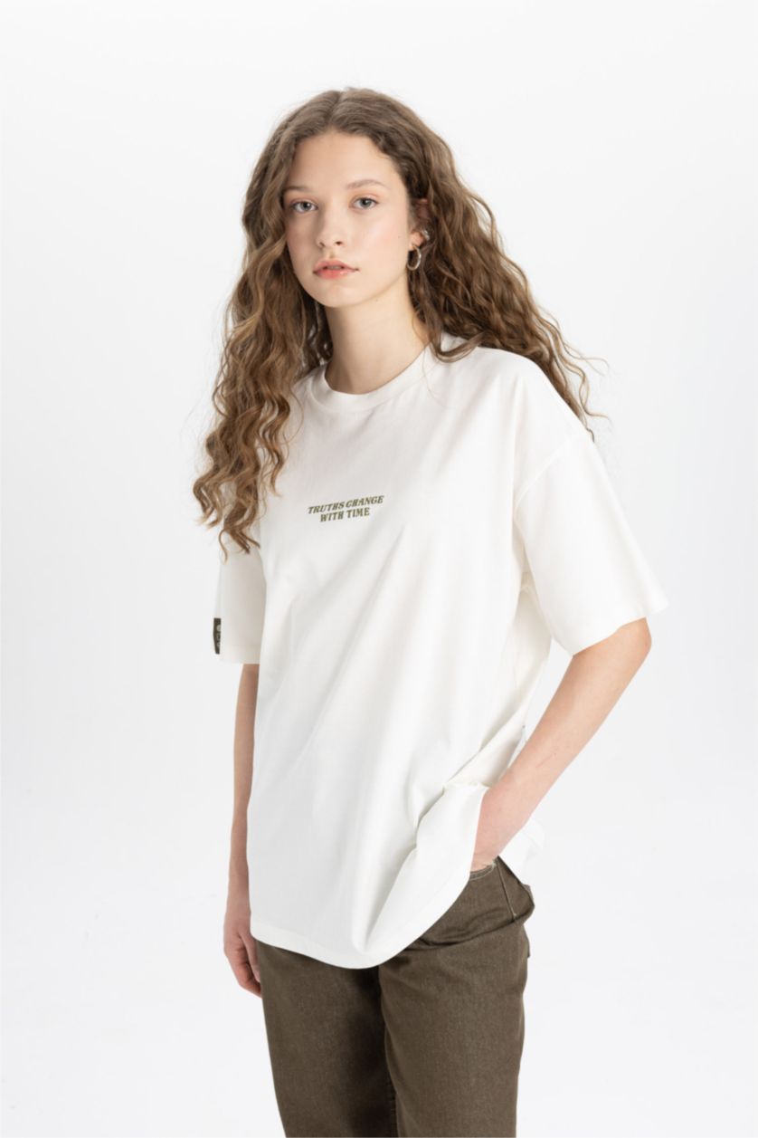 FEMME Marron T-shirt à manches courtes Coupe Oversize