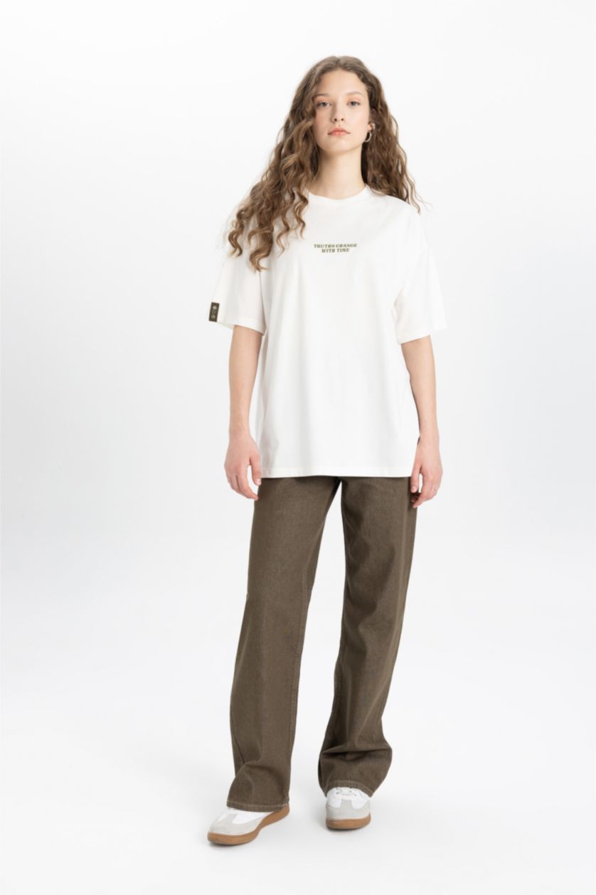 FEMME Marron T-shirt à manches courtes Coupe Oversize