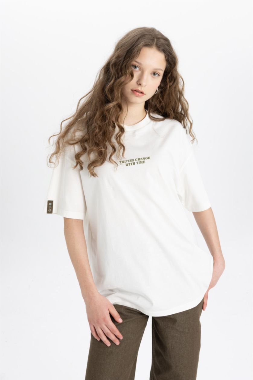 FEMME Marron T-shirt à manches courtes Coupe Oversize