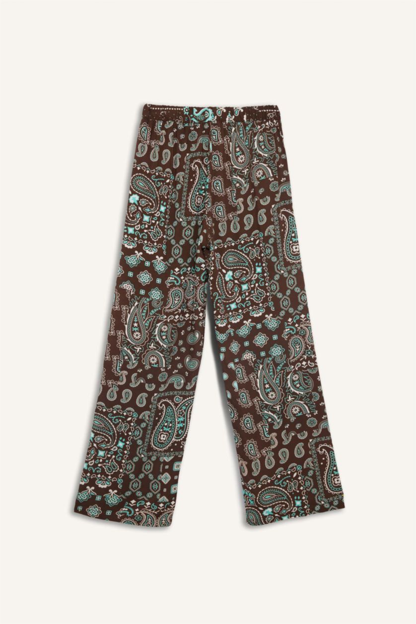 نساء بني Regular Fit Paisley Patterned Viscose Beachwear