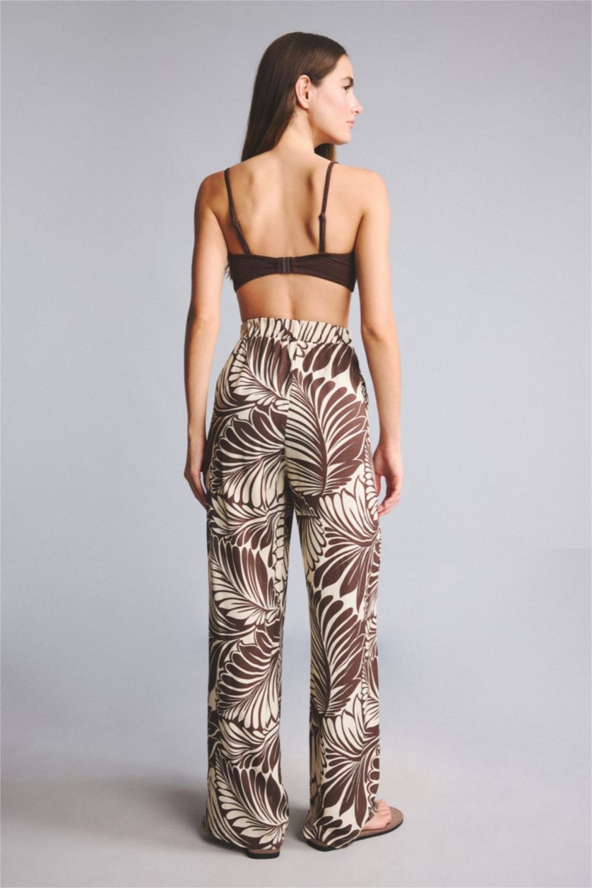 Women Ecru Regular Fit Paisley Patterned Viscose Beachwear