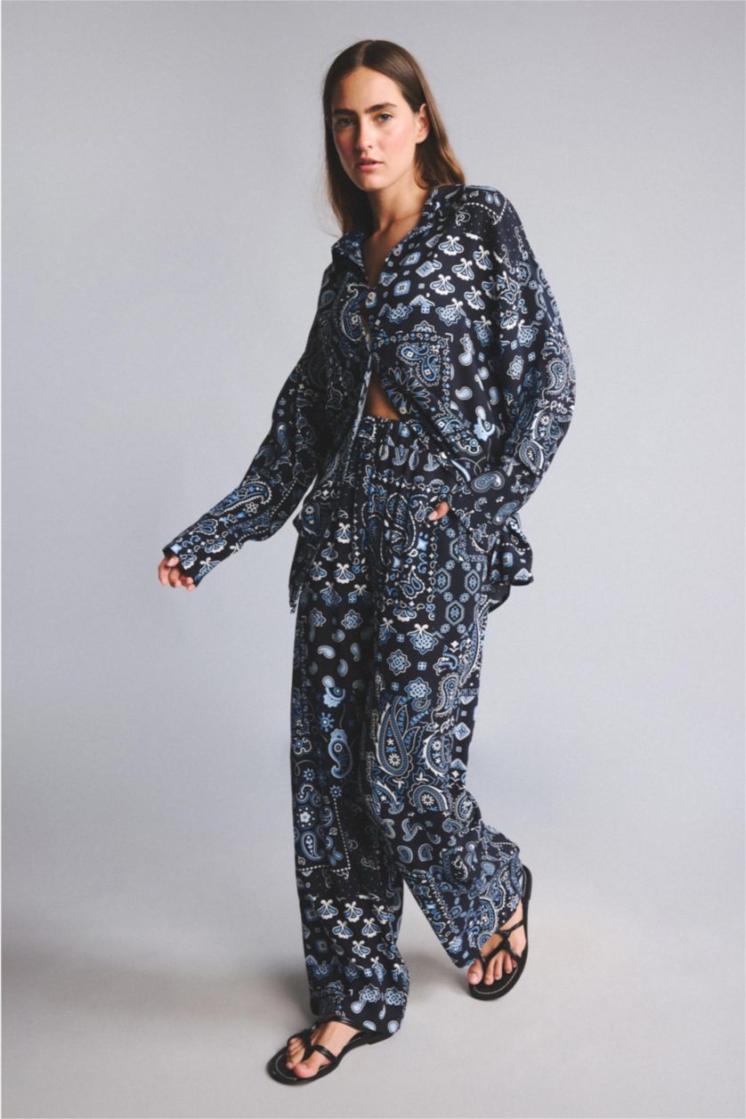 Woman NAVY Regular Fit Paisley Patterned Viscose Beachwear
