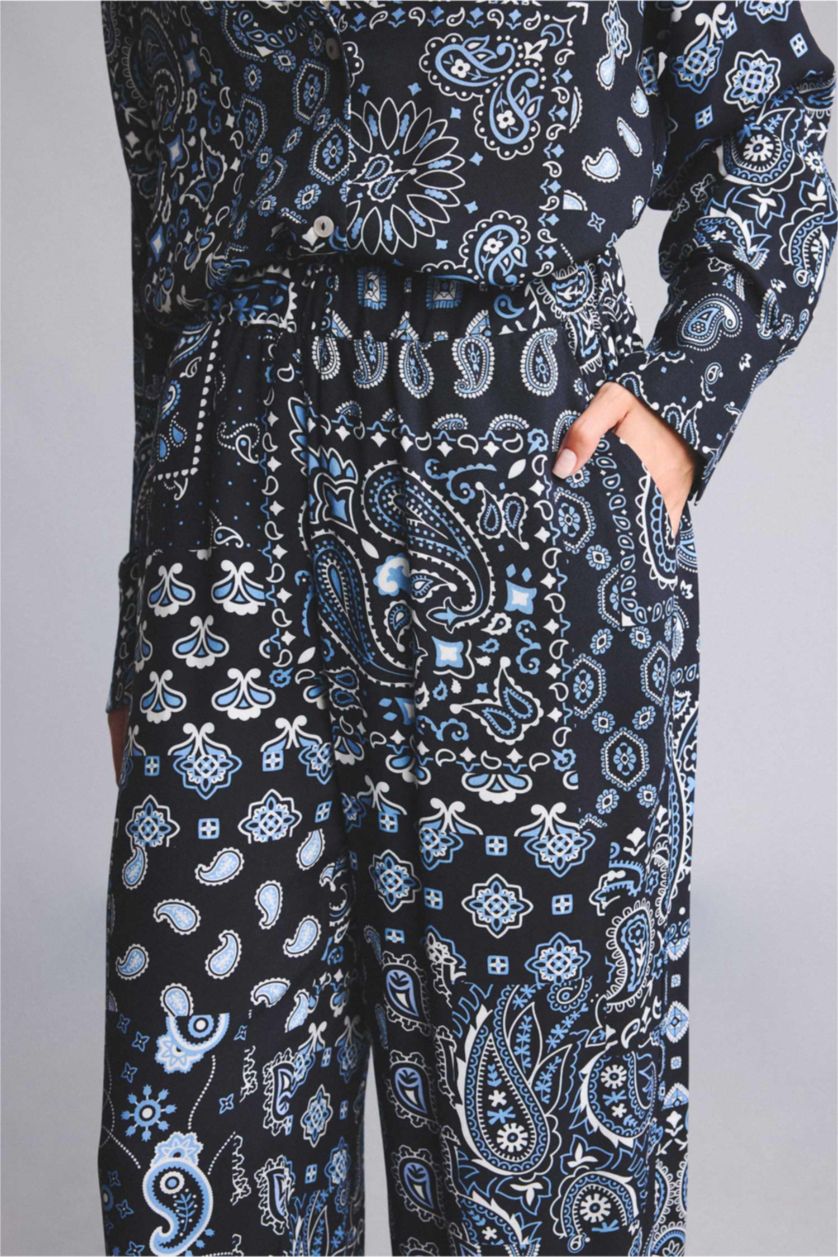 Woman NAVY Regular Fit Paisley Patterned Viscose Beachwear
