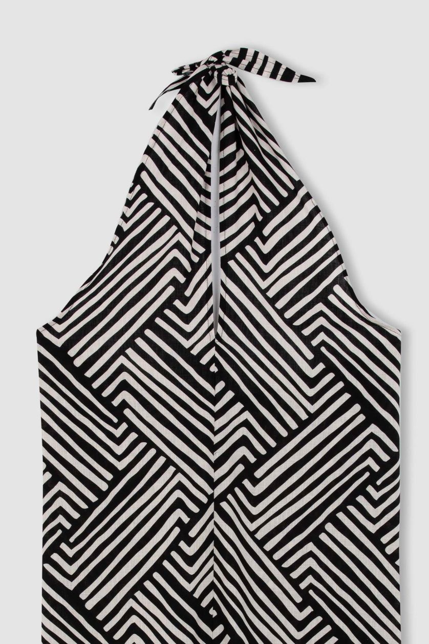 حريمي أسود كاش مايوه مخطط قطن قصة عادية