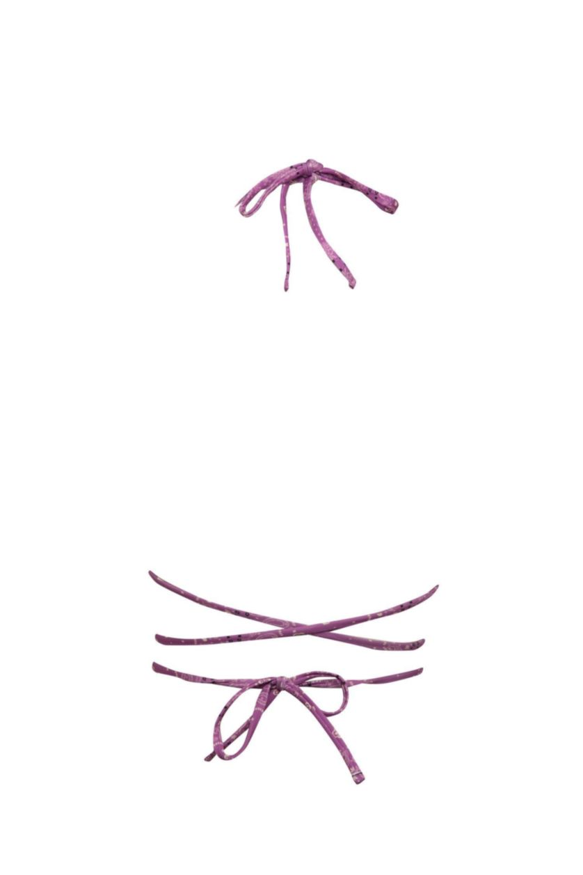 Kadın Mor Regular Fit Şal Desenli Bikini Üstü