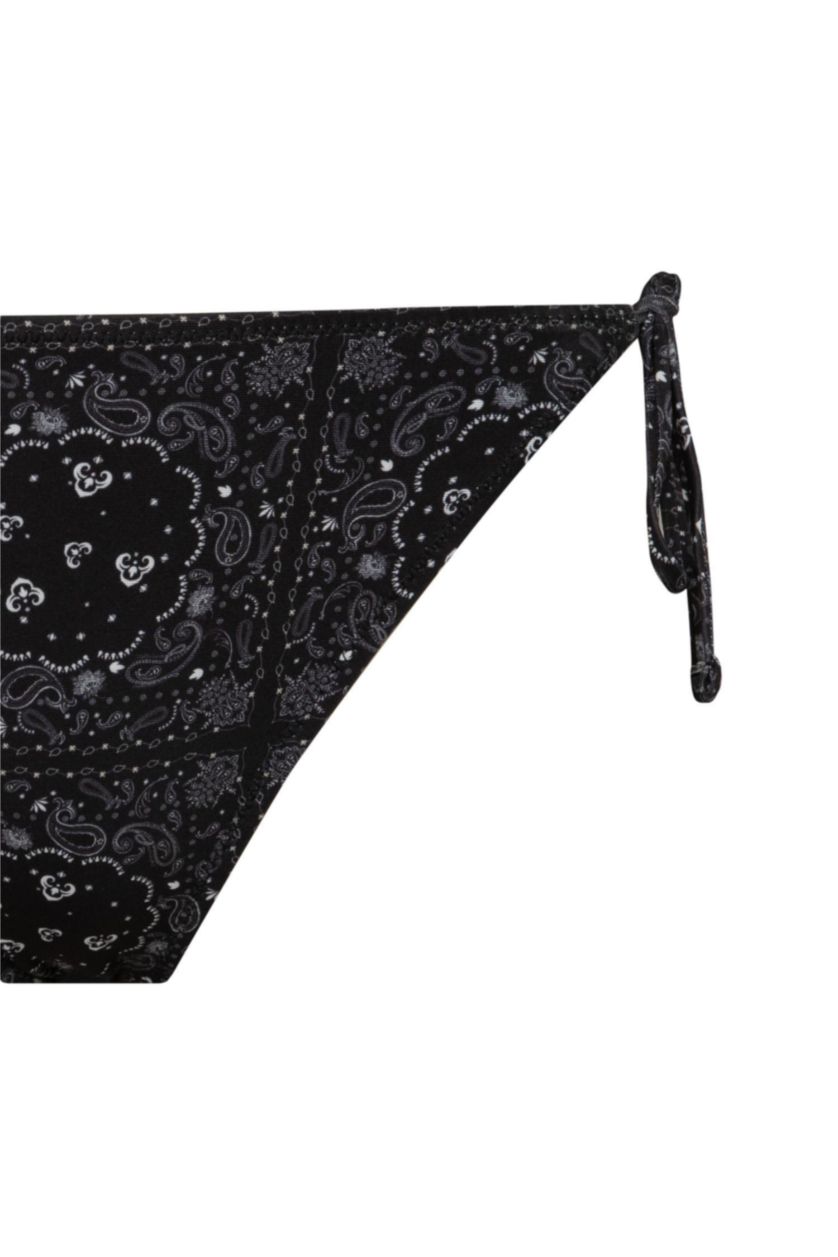 Kadın Siyah Regular Fit Şal Desenli Bikini Altı