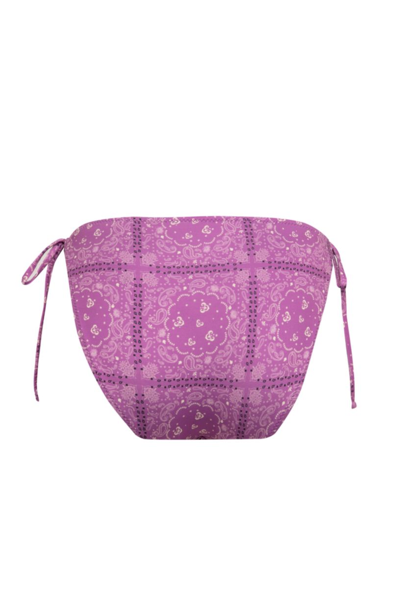 Kadın Mor Regular Fit Şal Desenli Bikini Altı