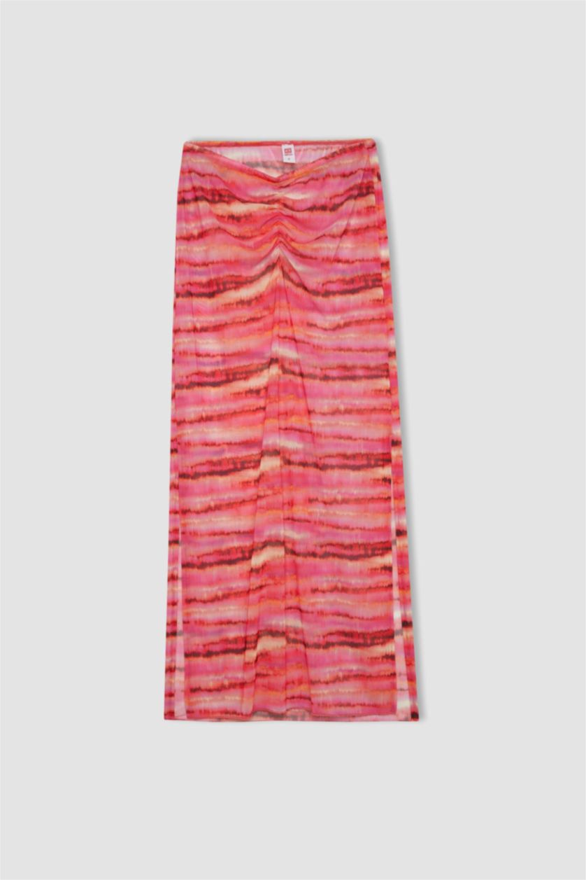 Kadın Koyu Pembe Degrade Tül Maxi Plaj Eteği-Fall in Love