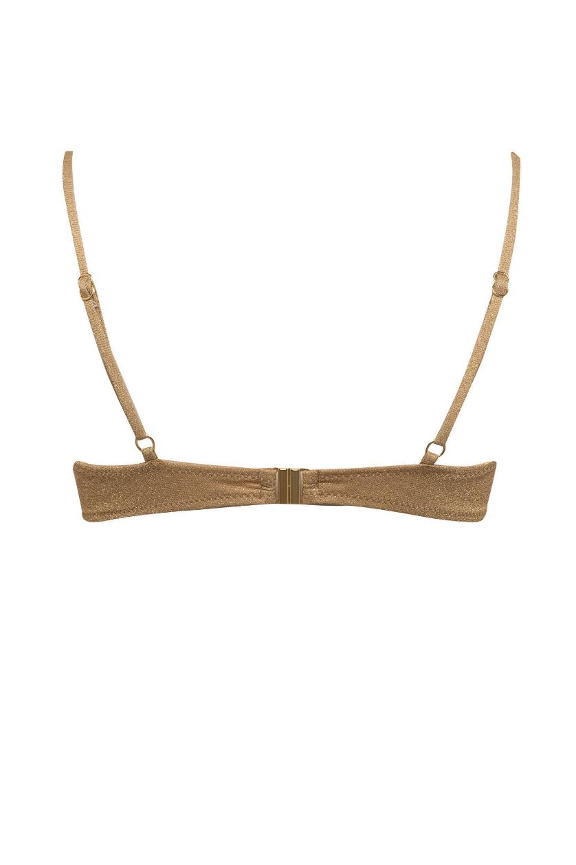 WOMAN Yellow Regular Fit Shiny Fabric Bikini Top