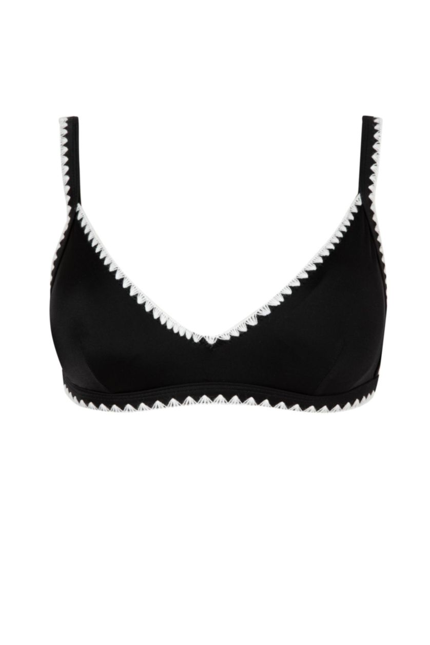 Kadın Siyah Regular Fit Nakışlı Bikini Üstü