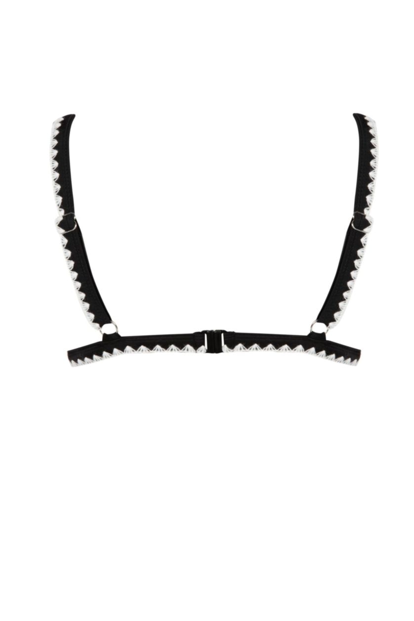 Kadın Siyah Regular Fit Nakışlı Bikini Üstü