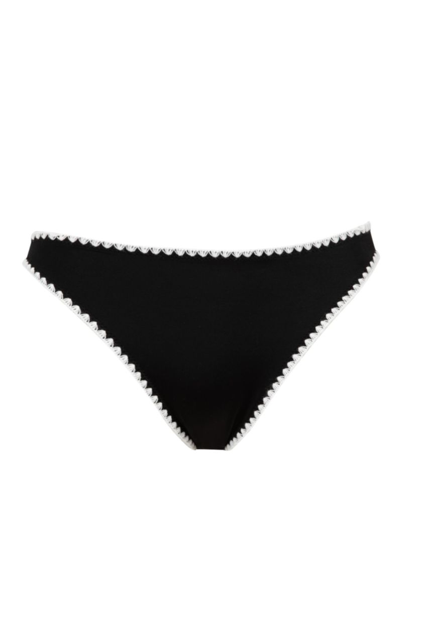 Kadın Siyah Regular Fit Nakışlı Bikini Altı
