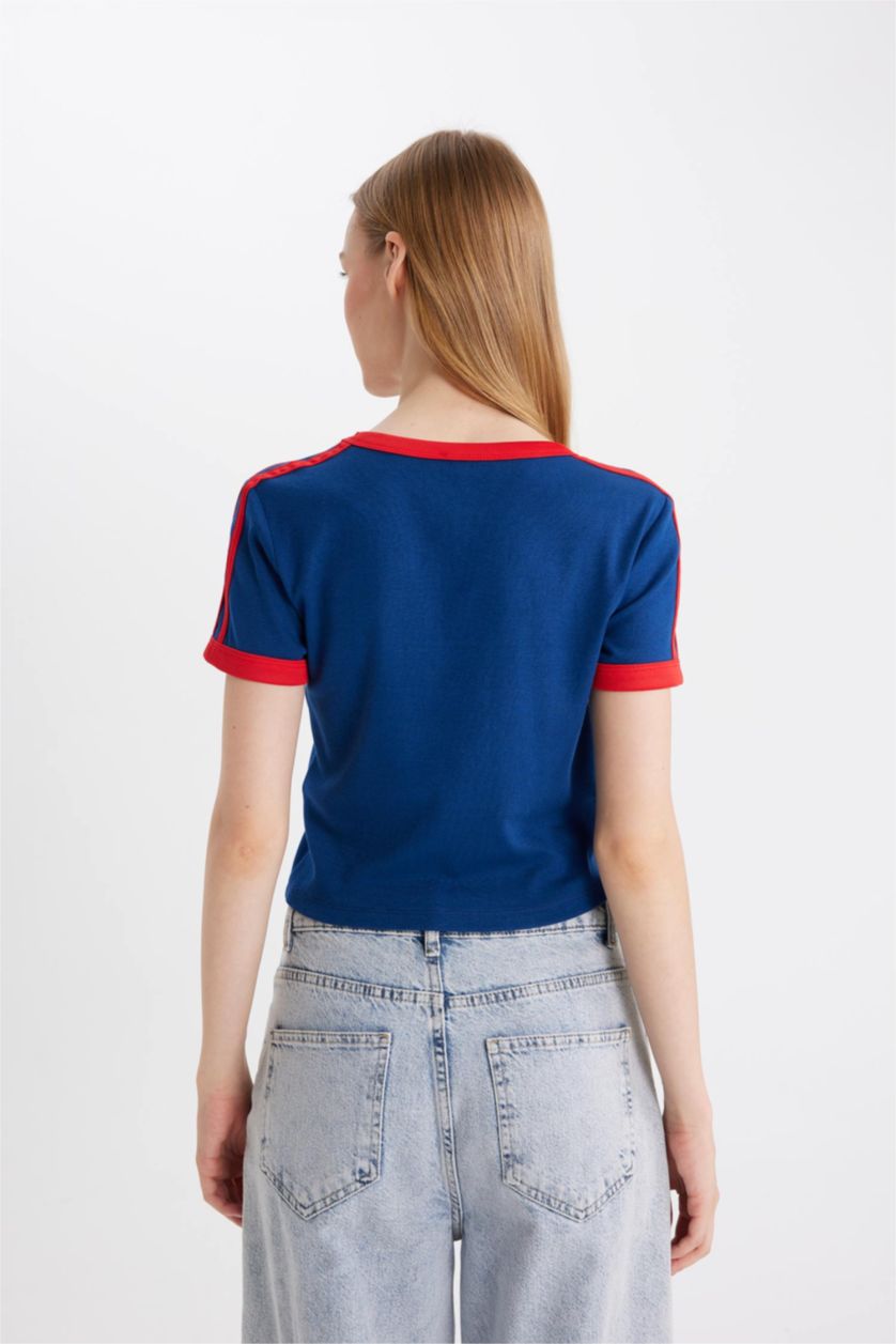 Kadın Lacivert Fitted Modal Kısa Kollu Tişört