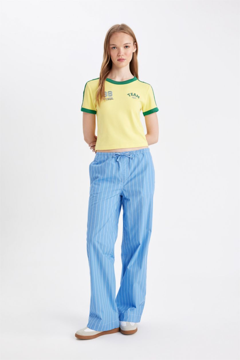 WOMAN Yellow Fitted Modal Short Sleeve T-Shirt