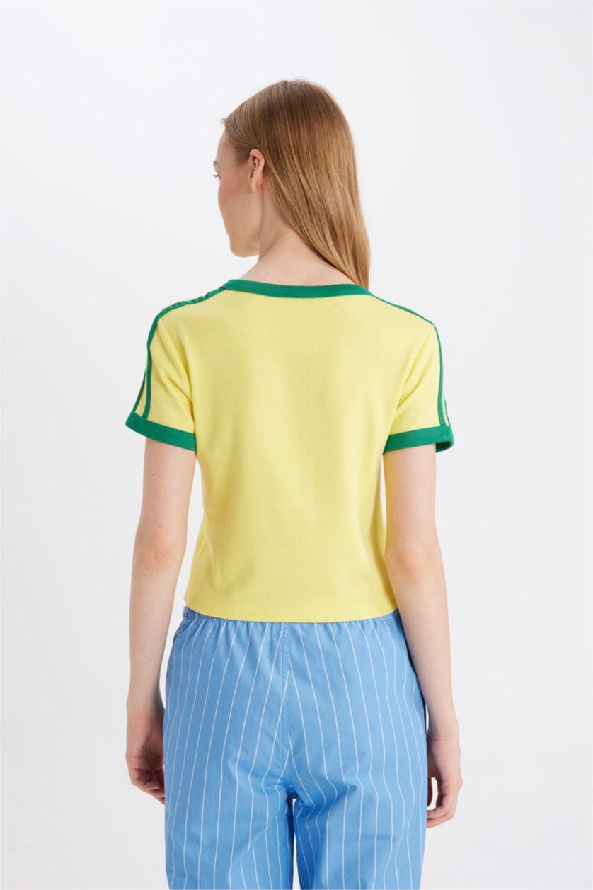 WOMAN Yellow Fitted Modal Short Sleeve T-Shirt