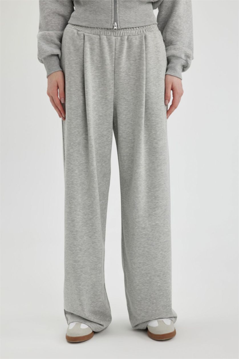 Женщины Серый меланж Штаны Wide Leg широкие, Coool