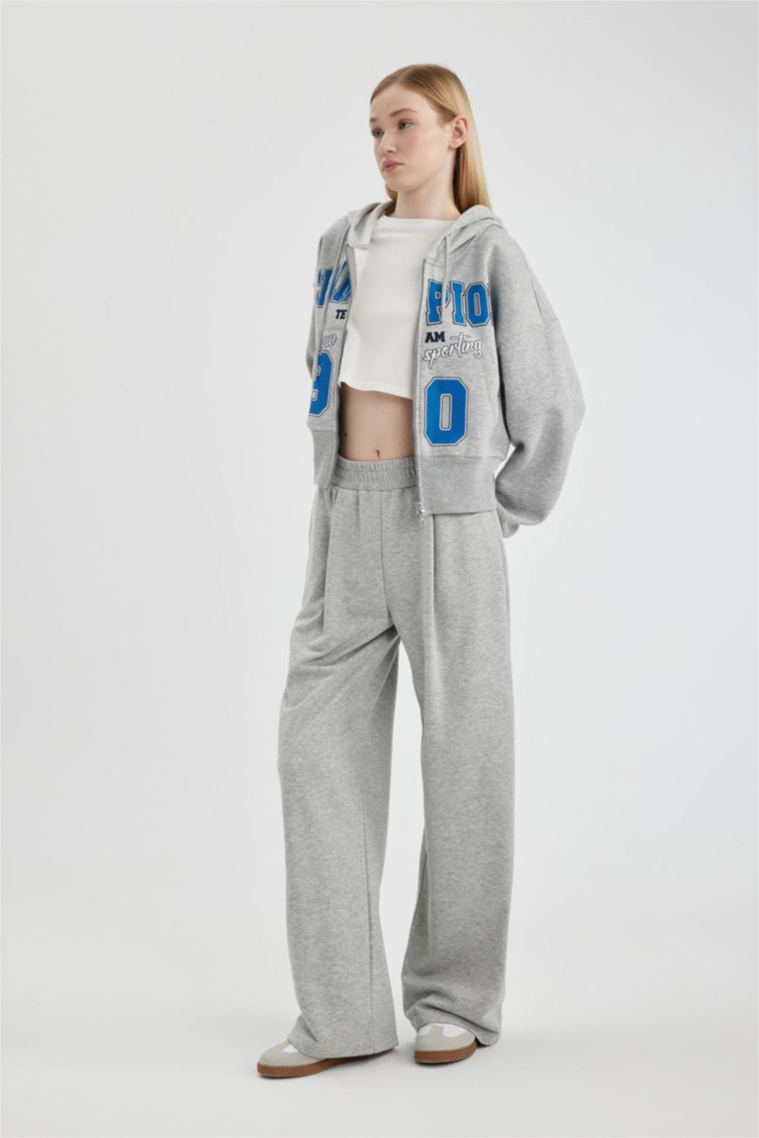 Женщины Серый меланж Штаны Wide Leg широкие, Coool